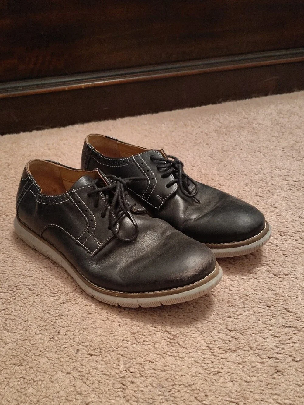 Kids Navy and White Sneakers And Black Leather Dress Shoes